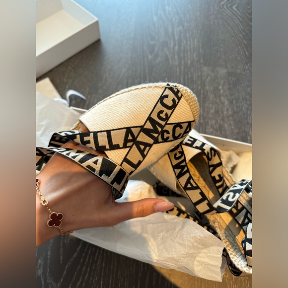 Stella McCartney Gaia Logo Ankle Wrap Espadrille Flats - Picture 4 of 8